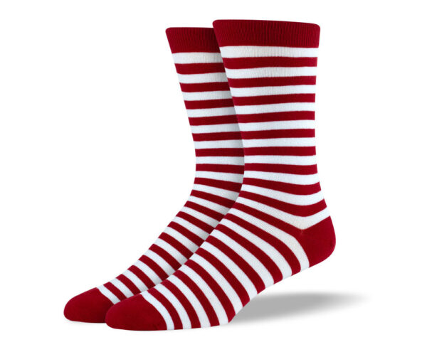 Men's Red & White Stripes Socks