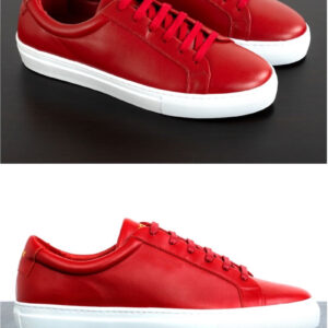 Mens Red Leather Sneakers