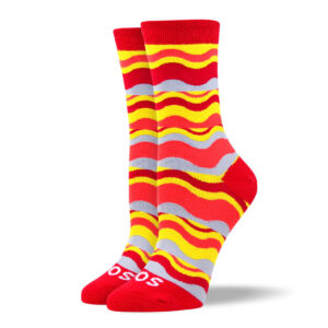Women's Fun Red Waves Socks