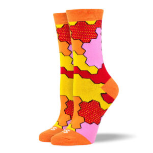 Women's Orange Jigsaw Socks For Autism