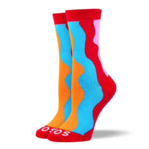 Women's Fun Red Waves Socks