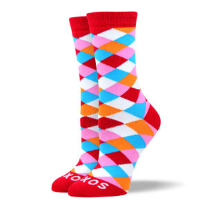 Women's Funky Red Diamond Socks