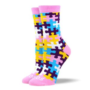 Women's Trendy Pink Puzzle Socks