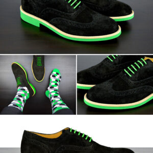 Mens Black & Green Suede Wingtip Dress Shoes - Size 12