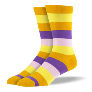 Men's Yellow & Purple Thick Stripes Socks