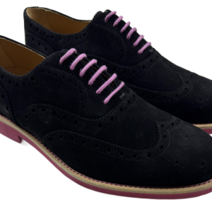 Mens Black and Pink Suede Wingtip Dress Shoes