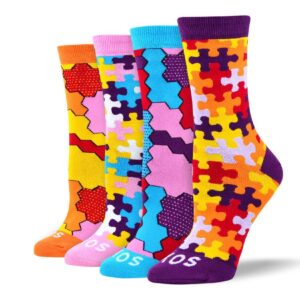 Women's Trendy Puzzle Sock Bundle - 4 Pair