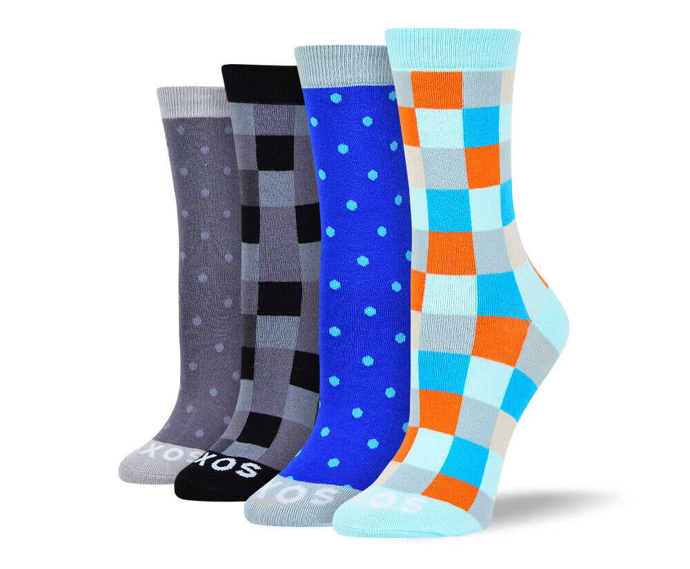 Women's Bold Checkered & Polka Dot Bundle - 4 Pair