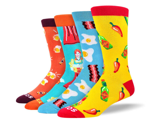 Men's Unique Food Sock Bundle - 4 Pair