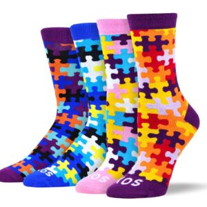 Men's & Women's Fashion Puzzle Sock Bundle - 4 Pair