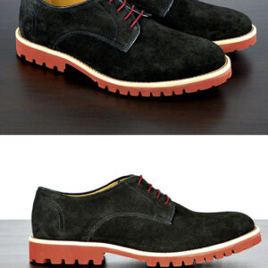 Mens Black & Red Derby Dress Shoes